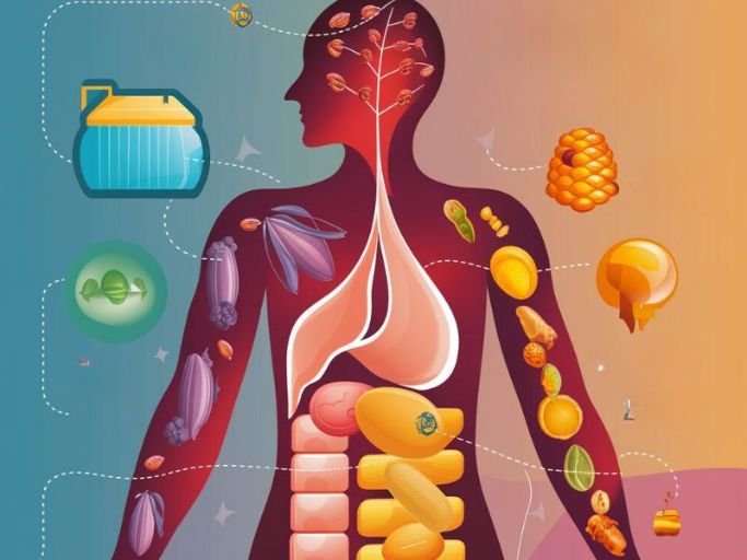 A diagram illustrating the role of fats in the body, including energy storage, hormone production, and vitamin absorption.