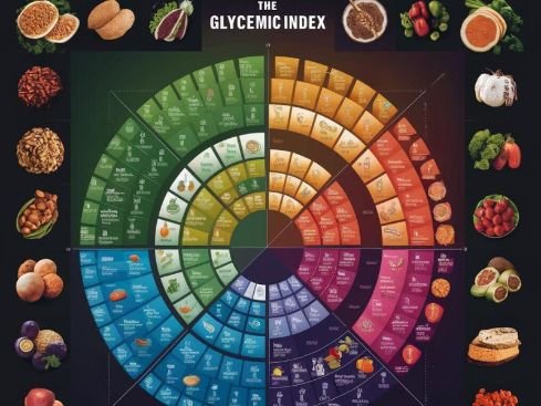 A diagram or chart illustrating the glycemic index, showcasing how different foods affect blood sugar levels.