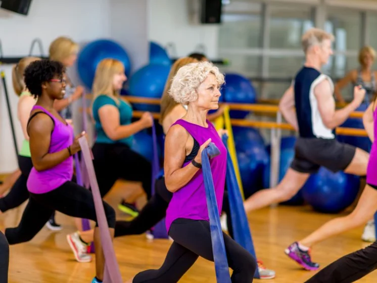 A collage of different types of strength training equipment and exercises