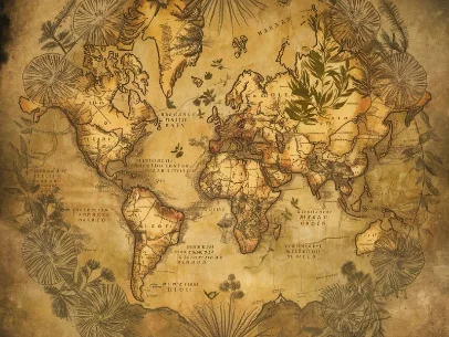 A map showcasing the spread of herbal medicine across ancient civilizations
