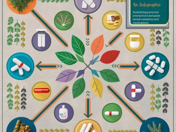 An infographic illustrating potential interactions between herbal remedies and medications
