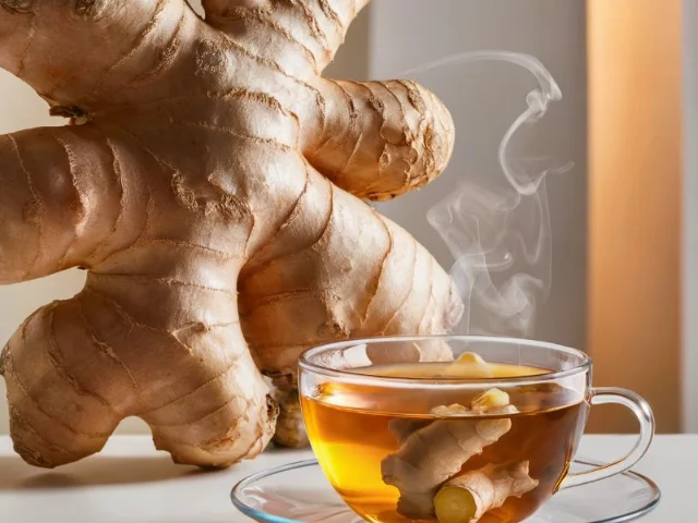 A captivating and high-resolution close-up photograph of a fresh ginger root.