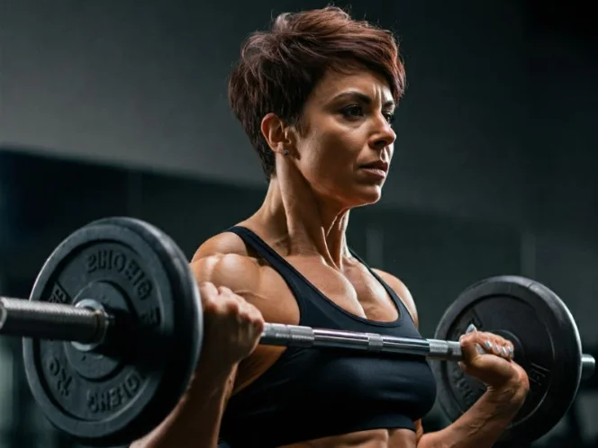 A person lifting weights in a gym setting, highlighting the benefits of strength training