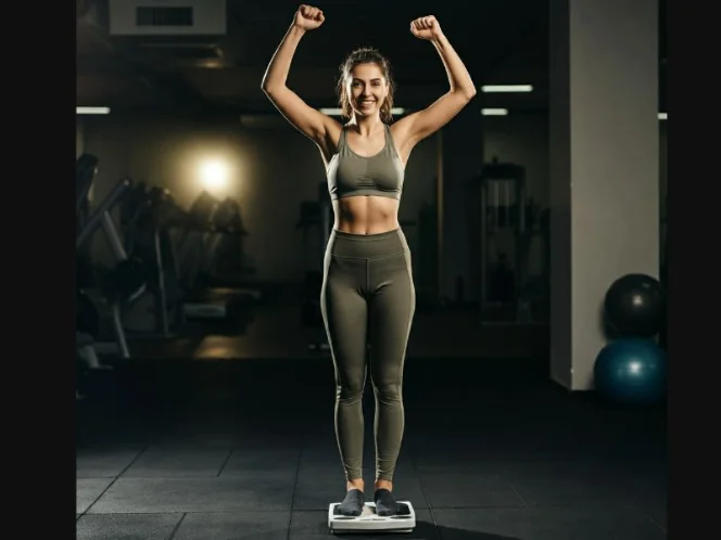 A person stepping on a scale, showcasing the positive impact of exercise on weight management
