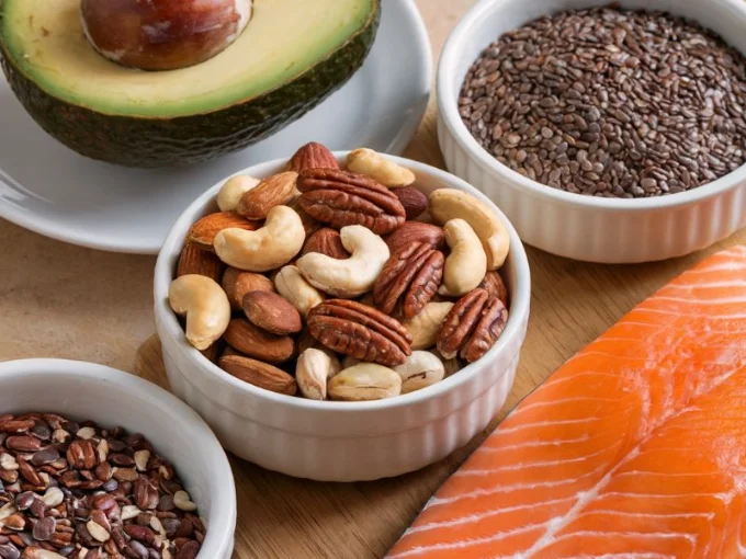 A photo of a selection of healthy fat sources