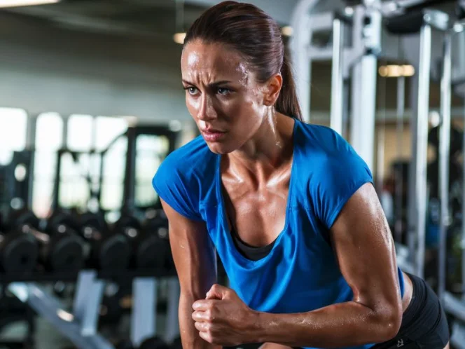 A photo of a woman during a workout session