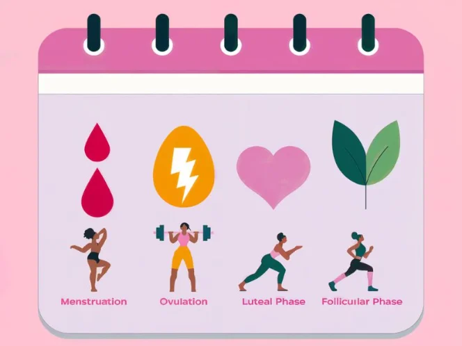 a calendar with the four phases of the menstrual cycle highlighted. The phases are