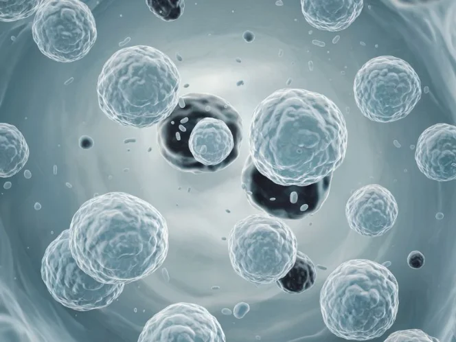 A microscopic image of healthy white blood cells, illustrating the immune-boosting effects of exercise
