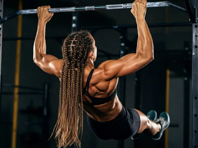 A person performing a pull-up with good form