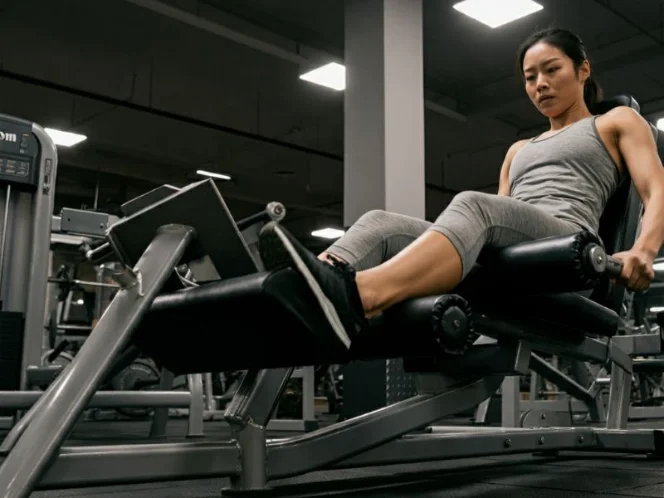 A person using a leg extension machine