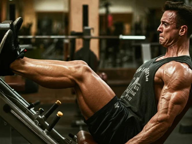 A person using a leg press machine