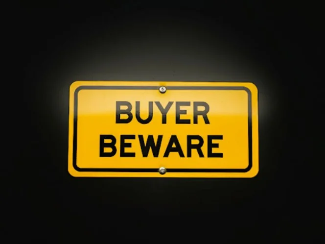 a caution sign with the words "Buyer Beware," emphasizing the importance of critical thinking when choosing supplements.