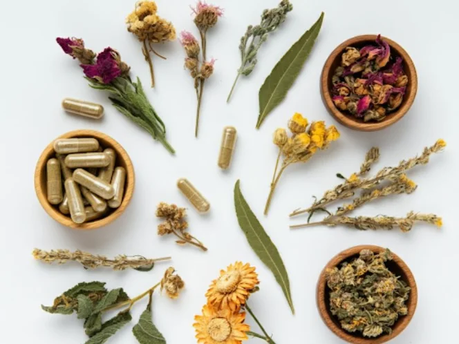 A collection of various herbs and herbal supplements