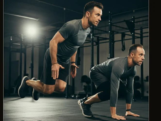 A person performing a series of HIIT exercises