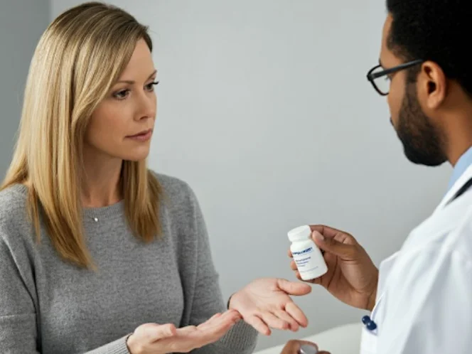 A person talking to their doctor about potential supplement interactions