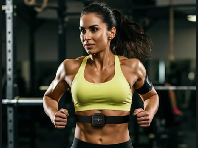 A person wearing a heart rate monitor during a HIIT workout, emphasizing the importance of monitoring intensity