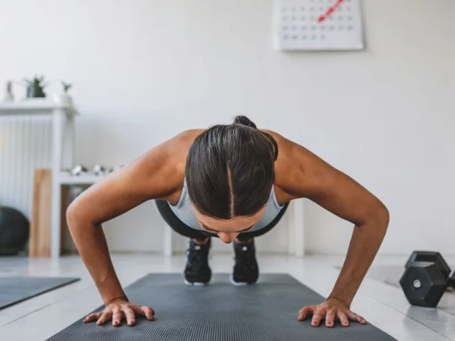 An image of a person performing home workouts over time,