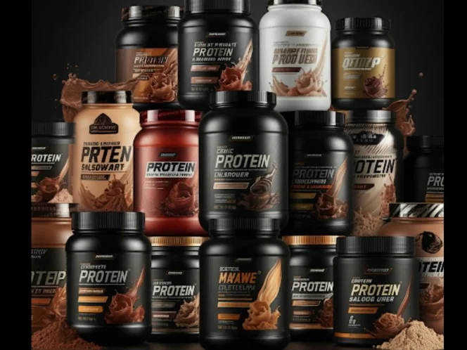An image of a variety of protein powders in different flavors