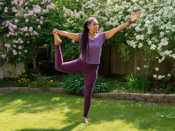 Someone doing yoga in their backyard, enjoying the fresh air and freedom