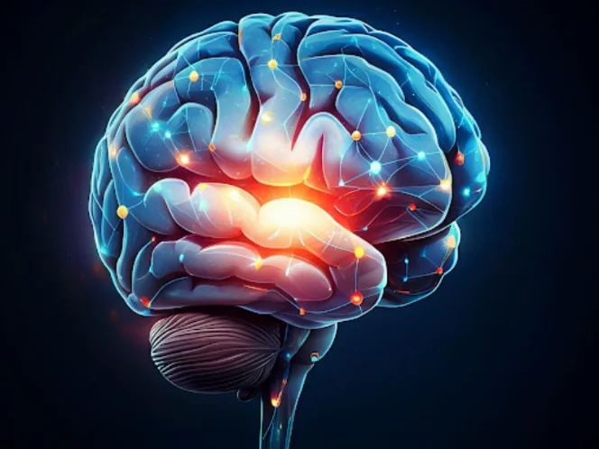 a stylized image of a brain with neural connections firing and lighting up, symbolizing enhanced memory and cognitive function