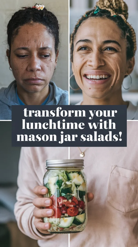 A before-and-after photo of someone who has benefited from incorporating Mason Jar Salads into their diet.
