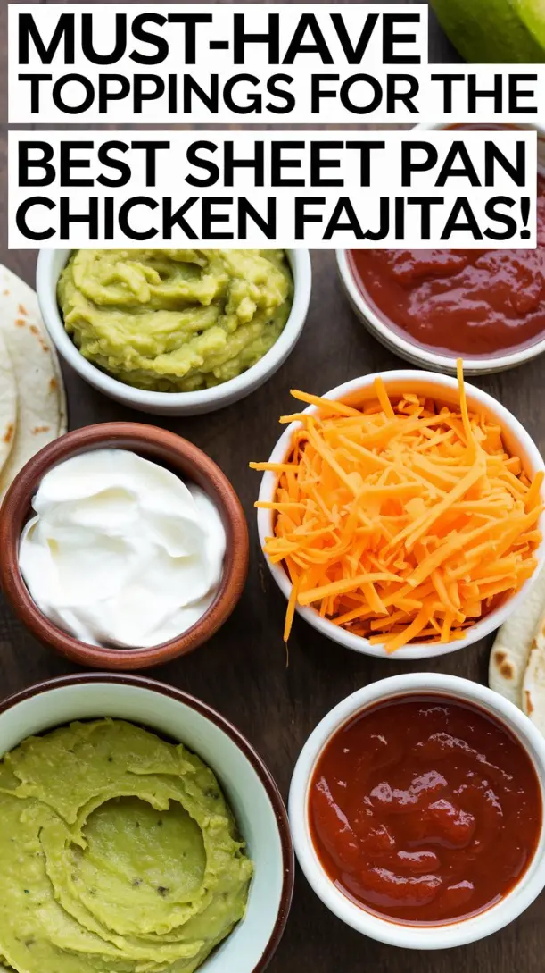 A spread of guacamole, sour cream, shredded cheese, and salsa in small bowls.