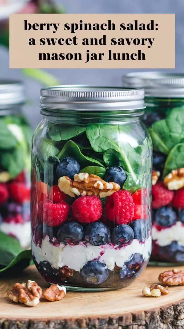 Berry Spinach Mason Jar Salad.