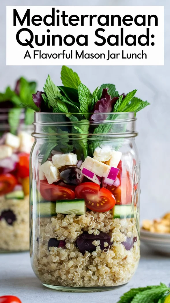 Mediterranean Quinoa Mason Jar Salad.