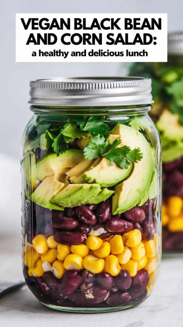 Vegan Black Bean and Corn Mason Jar Salad.