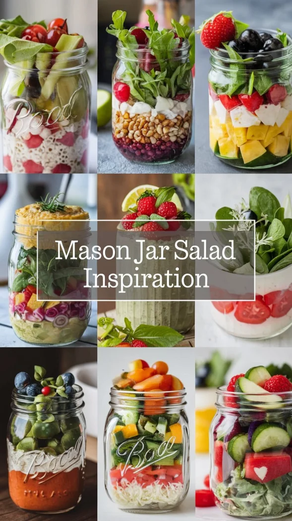 different Mason Jar Salad.