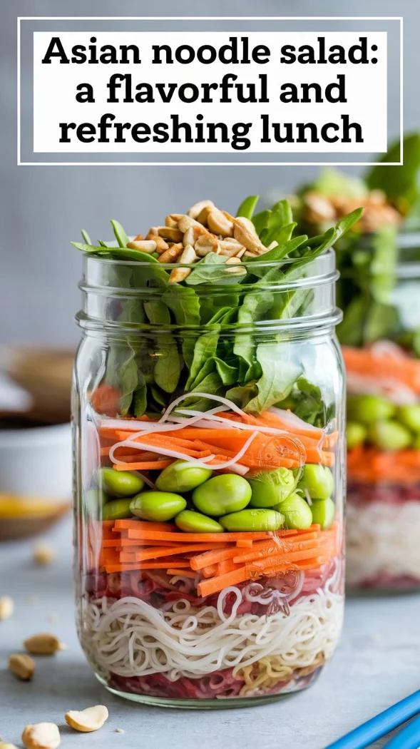 image of an Asian Noodle Mason Jar Salad.