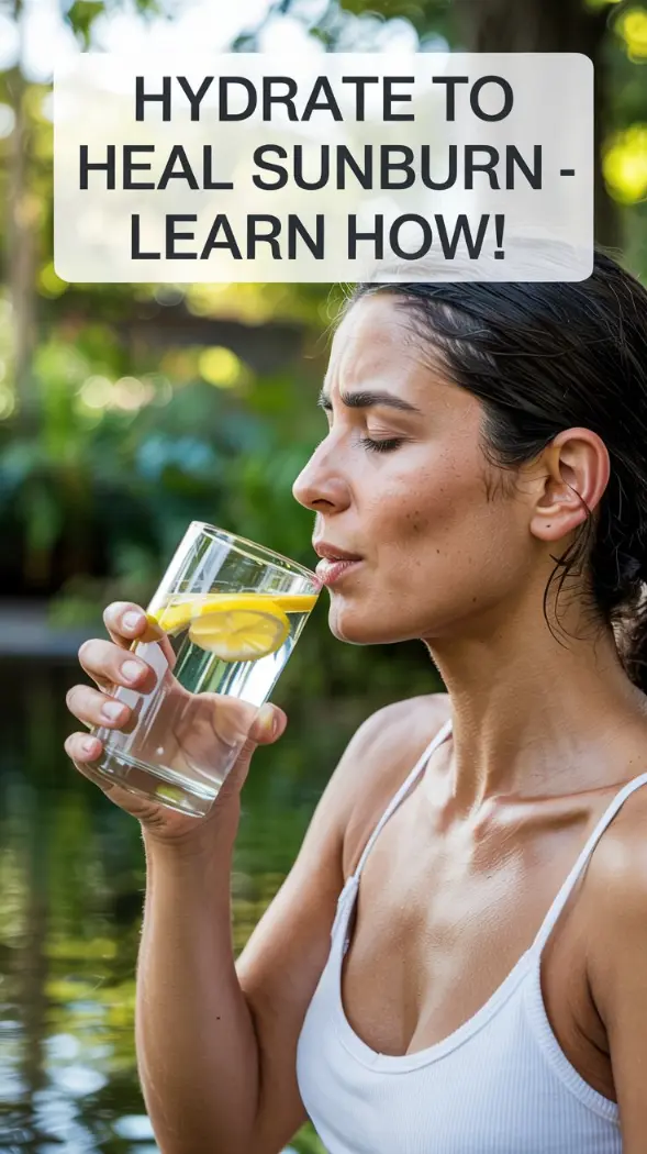 A person drinking a glass of water, perhaps with a slice of lemon.
