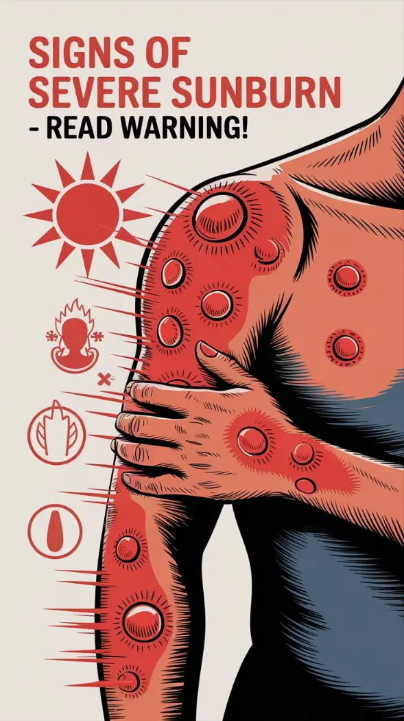 A graphic illustrating severe blistering, or perhaps icons representing fever/chills.
