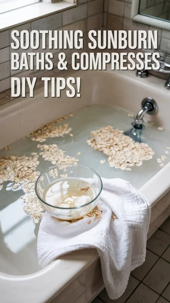 Image includes a bowl with water and a washcloth, a bathtub with milky water (oatmeal).